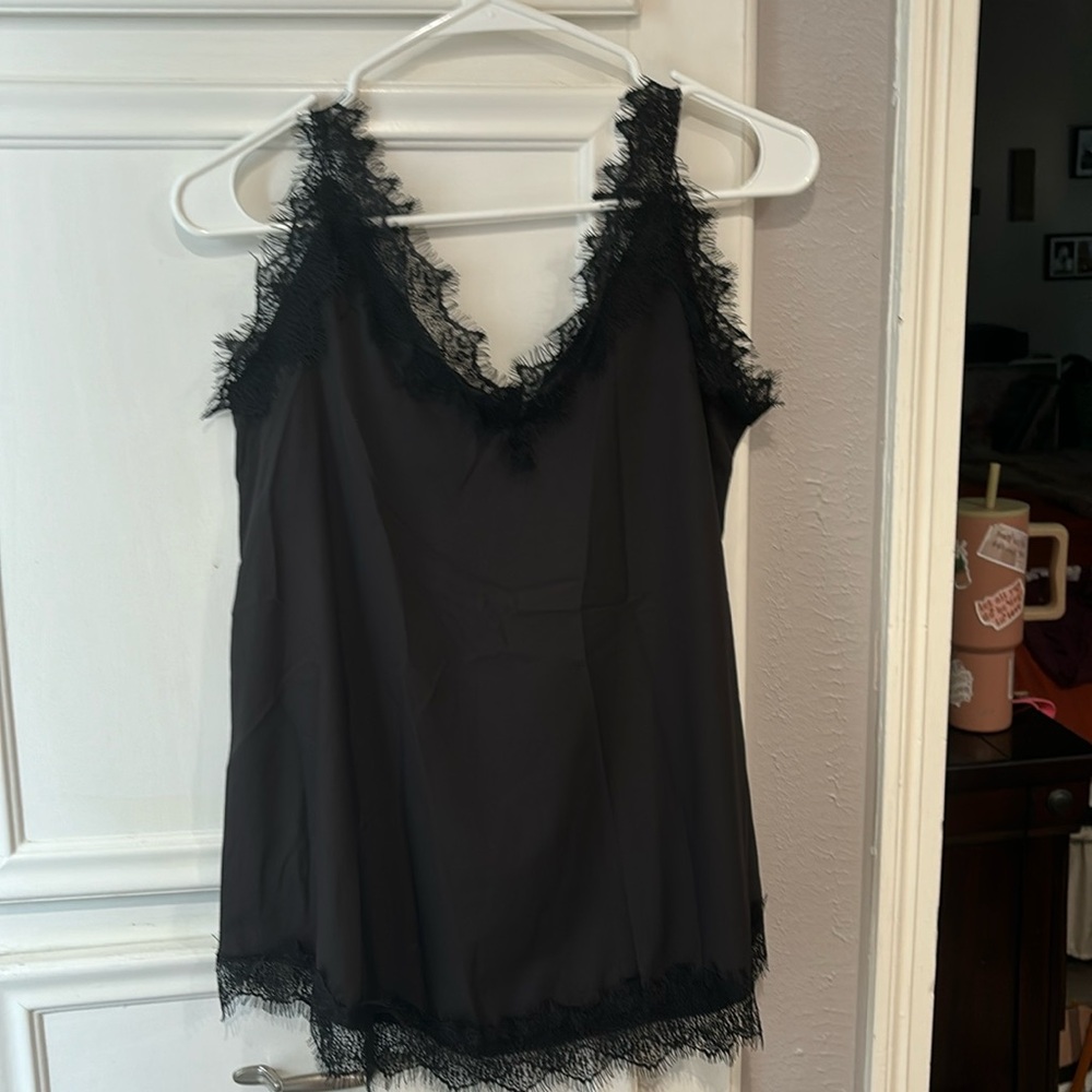 Black silk tank top